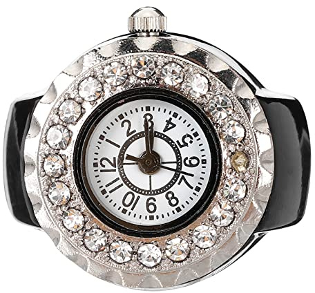 JEWEDECO Diamantbesetzte Fingeruhr Ringuhr Aus Robustem Material Elastische Scheibengroße Kleiner Uhr Dekoring Für Mädchen Damen Schmuck
