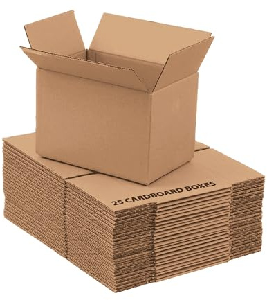25 Small Strong Cardboard Boxes, Single Wall 229x152x152mm (9x6x6) – Durable Packaging Boxes for Packing, Shipping, Posting,Business, Moving House & Carry