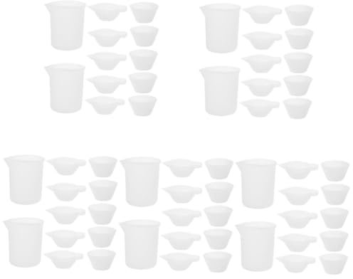 EXCEART 5 Set Misurino in Silicone Tazze Di Miscelazione Della Vernice Misurino Piccolo Ciotola Con Coperchio Contenitori Di Stoccaggio Piscina Liquido Gel Di Silice Bianca Riutilizzabile