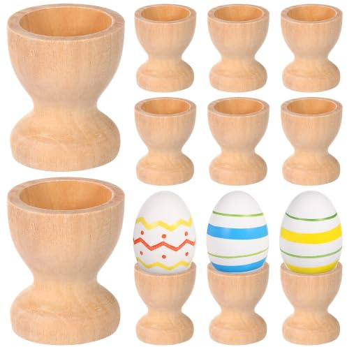 Alipis 3 Series Bandeja De Huevos De Madera Portahuevos De Madera Soporte para Huevos De Juguete Pequeño Largo Su Mini Tazas De Huevo De Madera De Huevo Lisa Bambú Khaki 15 Piezas X 3