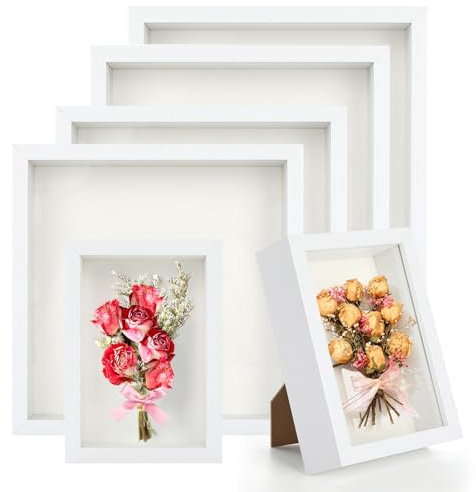 6 Pack Shadow Box Frame, 4x6,8x10,8x8 inch Shadow Boxes Display Cases with High Transparency Panel, Shadow Box Picture Frame for Dried Flowers,DIY Crafts, Anniversary, Wedding, Graduation,Medals