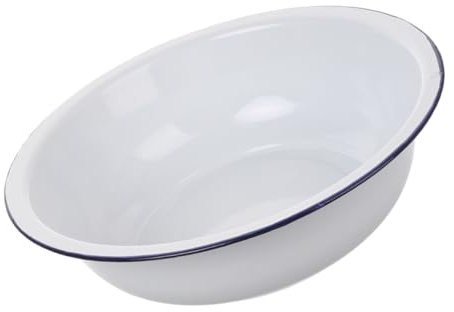 Zerodeko Palangana Esmaltada Vintage 28 Cm Blanca, Cuenco Redondo De Metal Esmaltado, Resistente a Altas Temperaturas, Para Cocina y Lavado, Tazón Multiuso Para Mezclar y Servir