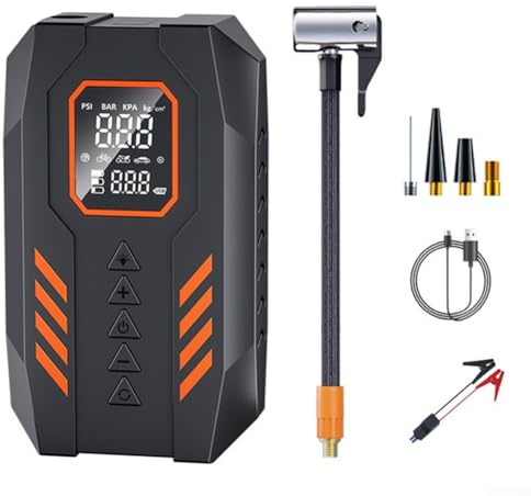 ZiStarlilife Démarreur de voiture avec compresseur d'air 8000 A pic 8000 mAh Batterie Booster Power Bank, avec lumière LED 150 PSI Gonfleur de pneu Affichage numérique Port Type-C pour véhicule 12 V
