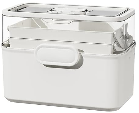 Medicine Organizer – Medicine Storage Box | Strumenti per farmaci a 3 livelli | Organizzatore per medicinali | Contenitore per medicinali domestici con vassoio per famiglia, uomini