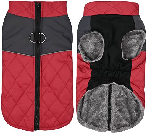 Generisch wasserdichter Haustiermantel Winterwarmer Hundemantel für kleine mittelgroße Hunde (Red, XS)
