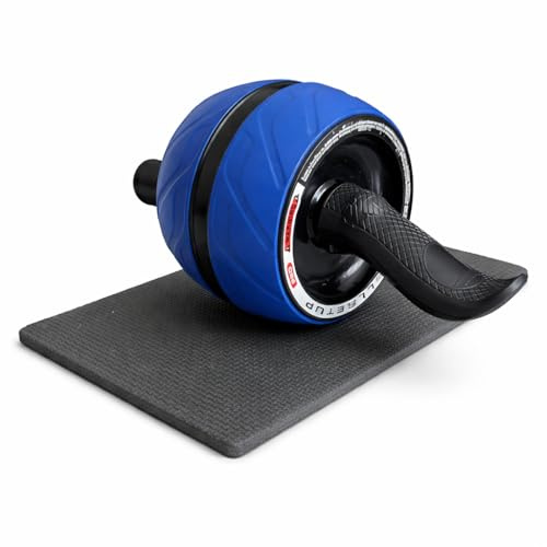 Roue Abdominale Double Ultra Stable avec Tapis Genoux – AB Roller Wheel Fitness avec Poignées Antidérapantes – Appareil Musculation Maison pour Abdos & Gainage