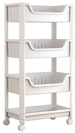 Carrello portaoggetti a 4 ripiani, compatto, per bagno, camera da letto e soggiorno, carrello mobile su ruote per una facile conservazione e nization