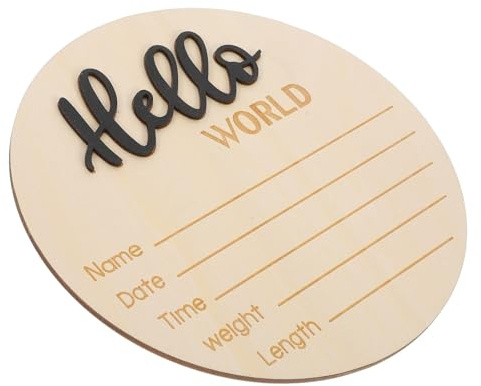 Toddmomy Geburtsanzeigeschild Rund mit Glatter Oberfläche und Dekorativem Design Namensschild für Neugeborene für Neugeborenenfotografie und Babyfotos