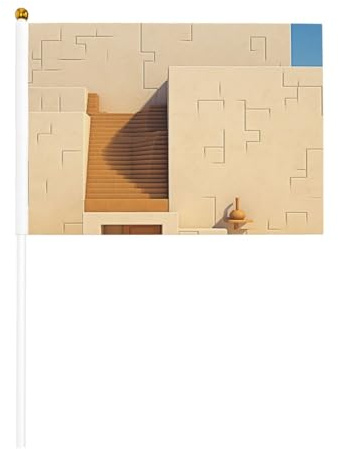 Mini bandiere del tempio del deserto su bastone - 14 x 20,8 cm piccole bandiere USA per esterni, decorazioni 4 luglio, decorazione patriottica, asta bandiera portatile, bandiere palmari, sei pezzi