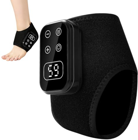 Ankelmassager - Elektrisk Fotterapi, Uppvärmd Kompressionsenhet Med 5 Växlarjustering, Avslappningsutrustning Med Lugnande Varmfunktion, Hälsovårdsapparat, Smärtlindrande Stöd För Daglig Användning I