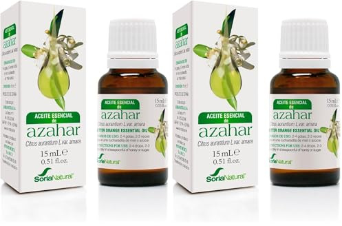 Soria Natural, Olio essenziale di fiori d'arancio, Arancia amara, 15 ml (Confezione da 2)