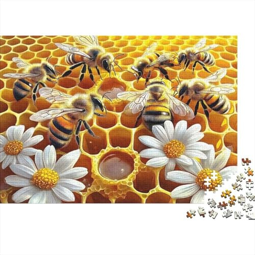Favo di Miele Ape Puzzle 1000 Pezzi Carta per Adulti Prato Fiorito Gioco di Puzzle 1000 Pezzi Relax Decorazione Casa 38x26cm/1000pcs