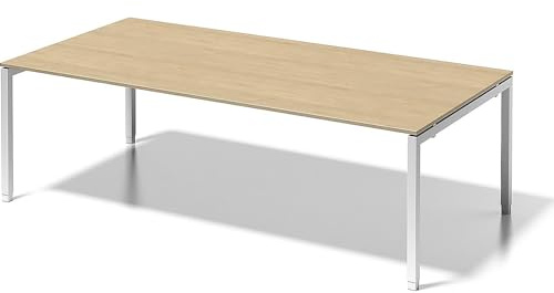 BISLEY Cito Chefarbeitsplatz/Konferenztisch, 650-850 mm höheneinstellbares U-Gestell, Metall, Mp396 Dekor Ahorn, Gestell Verkehrsweiß, 120 x 240 x 85 cm