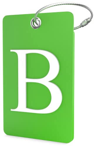 Luggage Tag Initial – Fully Bendable Tag w/Stainless Steel Loop (Letter B)