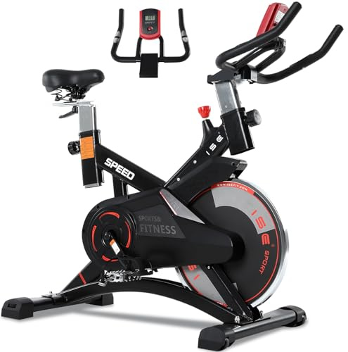 ISE Velo d appartement, Ergonomie Cardio-Training, Exercise Bike, Velo Appartement Fitness, Multifonction Ecran/Impulsion, Vélo d'Appartement Selle/Guidon Hauteur Réglable, Vélo Appartement à Domicile
