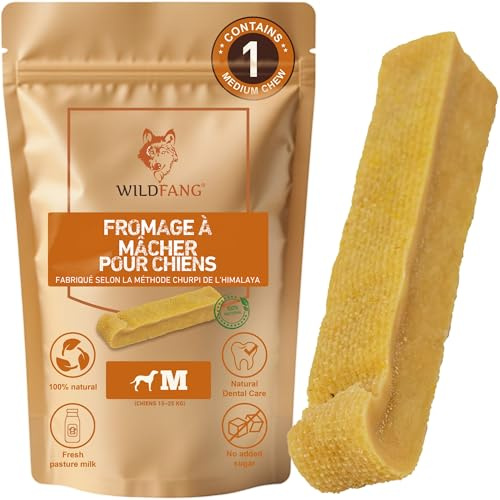 Wildfang® Snack per Cani in Formaggio Duro M (85 g) per Cani 15–25 kg – Bastoncino da Masticare per Cani, Himalayan Durezza tipo Yak, Masticativi Naturali per Cani stile Churpi, Confezione da 1