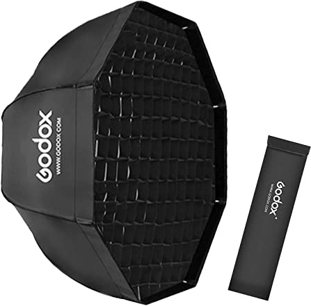 Godox Tragbarer 80 cm Regenschirm, achteckig, Softbox-Reflektor-Set mit Wabenraster und Tragetasche für Studio, Foto, Blitzlicht, Speedlight | Tragetasche für Studio-Fotoblitz