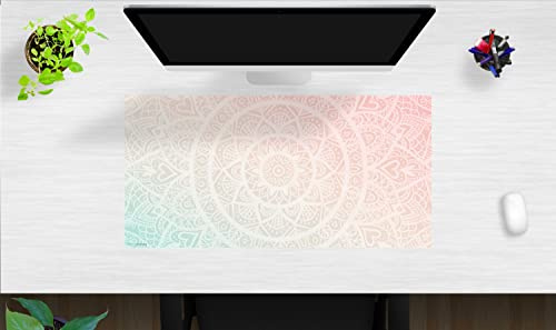 Schreibtischunterlage für Kinder und Erwachsene - Mandala rot-grün - aus premium Vinyl - in verschiedenen Größen - Made in Germany (80 x 40 cm)