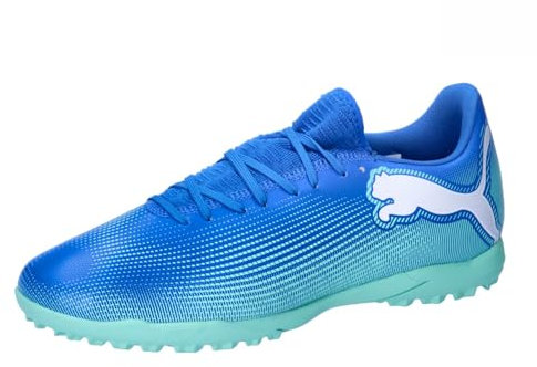 PUMA Unisex Adults Future 7 Play TT Soccer Shoe, HYPERLINK Blue-Mint-PUMA White, 45 EU