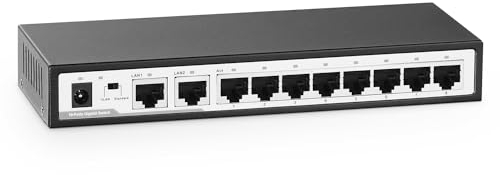 YuLinca 10 porte Gigabit Ethernet Switch, 8 porte 100/1000Mbps, 2 Uplink Gigabit, supporto Vlan, metallo Fanless Unmanaged Plug and Play