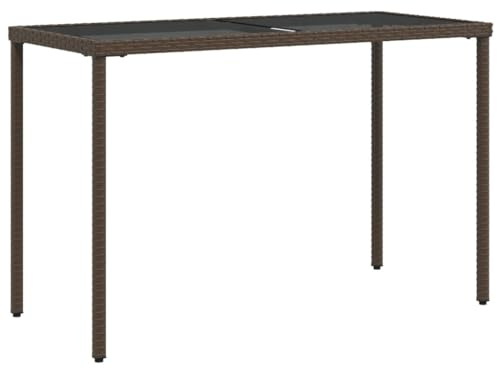 vidaXL Gartentisch mit Glasplatte Braun 115x54x74 cm Poly Rattan