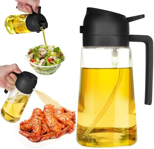 Pulverizador de aceite 2 en 1, botella pulverizadora de aceite de 500 ml para aceite de cocina, vertedor de botella de aceite y pulverizador, spray de aceite de oliva, dispensador de vinagre, para