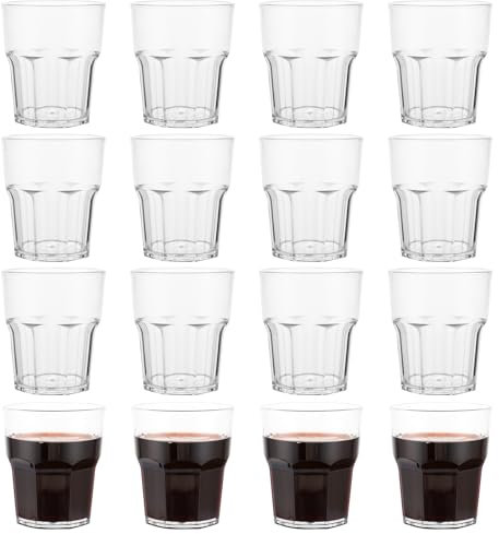 LOPYXBR Juego de 20 vasos de agua, 260 ml, de plástico, copas de vino irrompibles, sin tallo, reutilizables, para fiestas, bodas, barbacoas