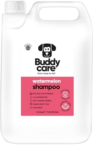 Vattenmelon hundschampo av Buddycare | Djuprengörande schampo för hundar | Vattenmelondoftande | Med Aloe Vera och Pro Vitamin B5 (5 L)