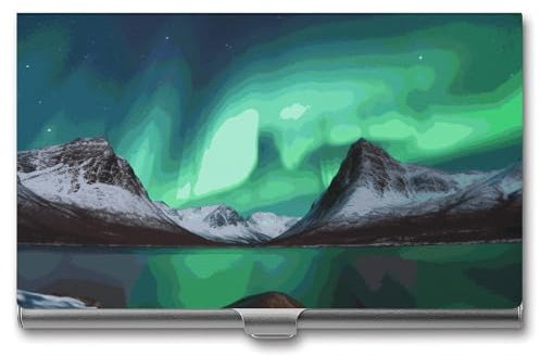 QMNVBDS Aurora Borealis Visitenkartenetui Slim Visitenkartenetui für Damen Herren Metall Visitenkartenbox Visitenkartenetui für Tasche Geldbörse Kleine Visitenkartenetui Einheitsgröße, Stil: