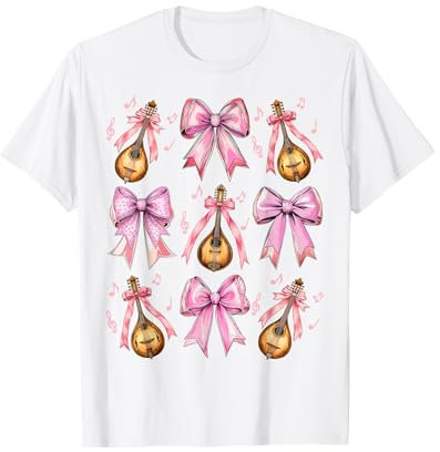 Instrument de mandoline avec nœud à coquette Rose T-Shirt