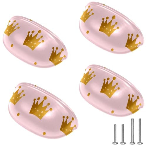 RODAILYCAY Confezione da 4 tiranti per cassetti, motivo a corona, maniglie per cassettiera con viti, accessori per armadietti, maniglie per cassetti, per armadio, armadio