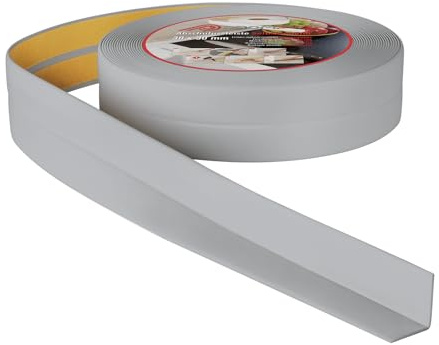 ProfiPVC Weichsockelleiste selbstklebend aus PVC 30x30mm 5m Aschgrau | weiche Abschlussleiste aus Kunststoff für Küche und Badezimmer, flexible Knickleiste, Bodenleiste Sockelleiste aus PVC