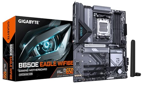 GIGABYTE B650E Eagle WIFI6E Carte Mère - Processeurs AMD Ryzen 9000 Series, VRM 8+2+2 Phases, Jusqu’à 8200MHz DDR5 (O.C), 1xPCIe 5.0 + 2xPCIe 4.0 M.2, LAN 2.5GbE, WiFi 6E, USB 3.2 Gen 2