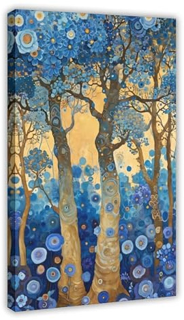 Gustav Klimt Traumhafter blauer Wald und Blume, Poster-Kunstdruck, Gustav Klimt, Ausstellung, inspiriertes Kunstwerk, Vintage-Ölgemälde, Wandkunst, Dekoration für Wohnzimmer, Schlafzimmer, Büro