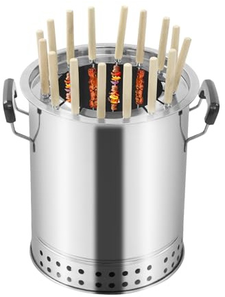 Barbecue à kebab pour la maison, barbecue vertical au charbon de bois avec 30 brochettes – Mini tournebroche pour jardin, balcon et camping, avec accessoires pour kebab et gyros