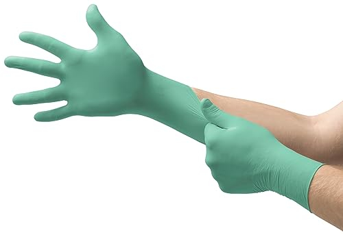 Ansell MicroFlex 25-101 Neoprene Disposable Gloves, Examination Glove, Chemical Resistant, Mechanical Protection, Food Processing, Laboratory, Green, Size S (100 Gloves)