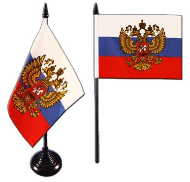 Digni® Drapeau de Table Russie avec Blason, Mini Drapeau - 10 x 15 cm