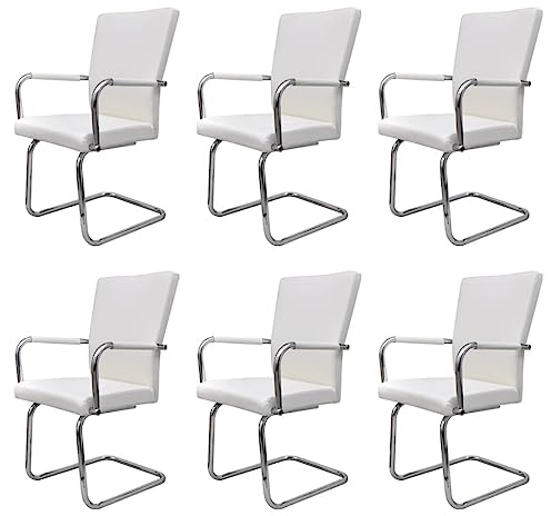 vidaXL Freischwinger 6 STK. Weiß Kunstleder