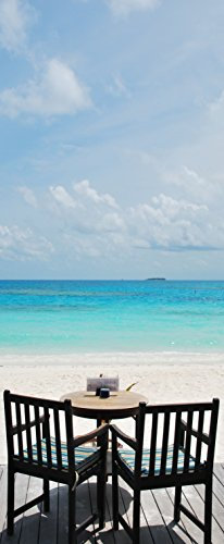 Melis-Folienwerkstatt Tür-tapete Tür-Poster selbstklebend – Strandbar Restaurant Cafe am Strand mit freiem Blick auf das Meer – 100x210cm - Foto-tapete Tür-Folie – T00017-1-teilig