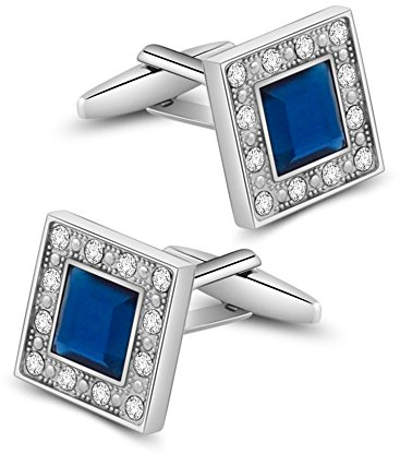 Manschettenknöpfe Herren, Cufflinks Blau Hochzeit Quadrat Kristall Hochzeitsmannschettenknöpfe Geschenk