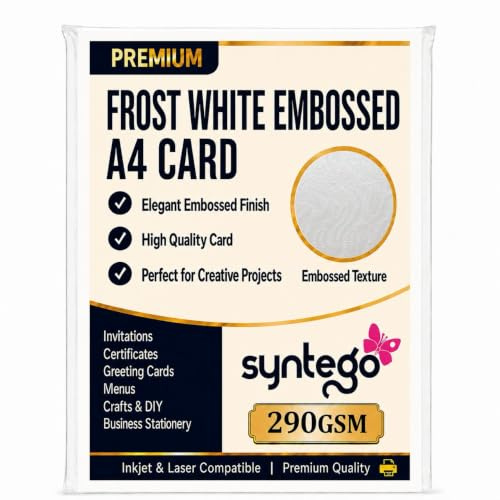 10 Bogen Strukturkarton, Perlglanzbrokat-Prägung, DIN A4, Qualität, 290 g/m² (frostweiß)