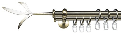JalousieCrew Gardinenstange mit Endstück Zweig zweiläufig Stilgarnitur Vorhangstange Farbe schwarz Messing - 2 - läufig - Länge 120-240 cm (120 cm)