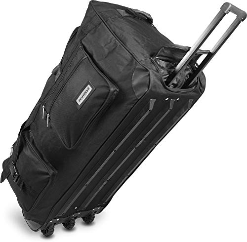 normani Hochwertige robuste Reisetasche mit Rollen Jumbo Big-Travel 80-150 Liter mit bis zu 3 Rollen Neue Generation Farbe Schwarz / 150 Liter