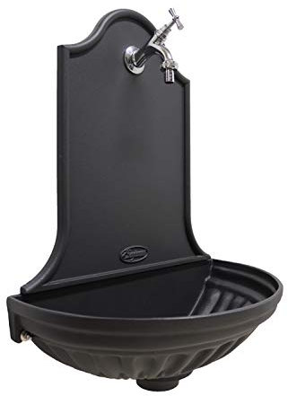 Fonderia Bongiovanni Fontaine Murale en Fonte avec Robinet modèle 303 en Laiton chromé pour Maison et Jardin