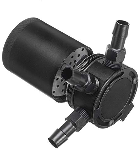 C-FUNN Universal 3-Port Oil Catch/Can/Tank/Reservoir Air-Oil Separator Racing Baffled Engine - Nero