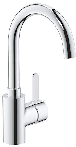 GROHE Eurosmart Cosmopolitan, Waschtischarmatur hoch, wassersparend (Wasserhahn für das Bad, Badarmtur mit Pop-Up Ablauf, 30cm hoch, einfache Installation am Waschbecken), chrom, 23933001