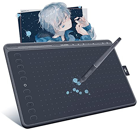 HUION HS611 (Space Grey), Professional Drawing Tablets, Battery-Free PW500 Digital Pen, Equipped with Multimedia Touch Buttons (Adjustable Volume, Play Music), Support OTG