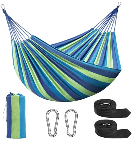 Hängematte 270x150 cm Outdoor Baumwolle 2 Personen XXL Blau