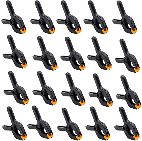 TSKDKIT 20 Pcs Mini Clamps for Wood, Strong Spring Clamp Clips 2 inches Small Nylon Wood Gripper Traceless Clamps Set for Home Improvement, Woodwook Projects and Photography Studios