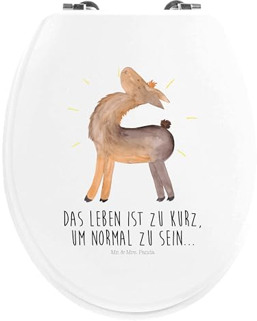 Mr. & Mrs. Panda Motiv WC Sitz Lama Stolz - Geschenk, Lamas, Klobrille, Außenseiter, Klodeckel, WC-Sitz, Alpaka, Toilettendeckel, Hippie, Toilette,